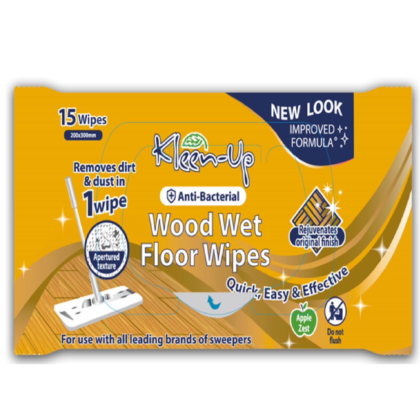 KLEEN-UP WOOD Wet Floor WIPES 15s